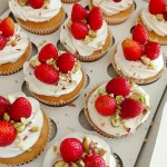Strawberry Cream Cupcakes: Light, Fluffy Vanilla Cupcakes with Fresh Strawberries and Whipped Cream